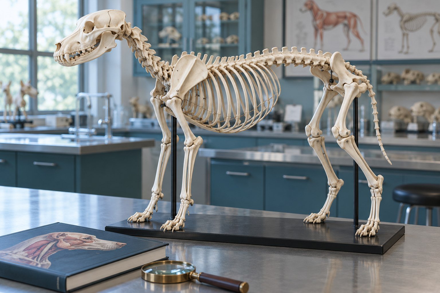 Articulated canine skeleton teaching model