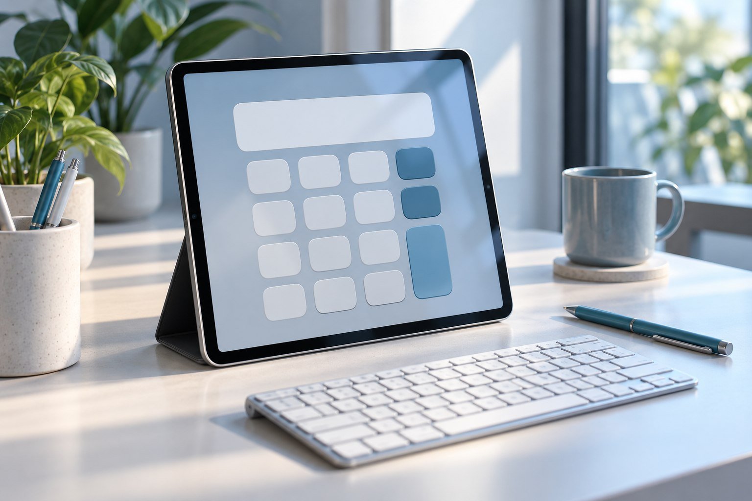 Tablet with a simple calculator interface